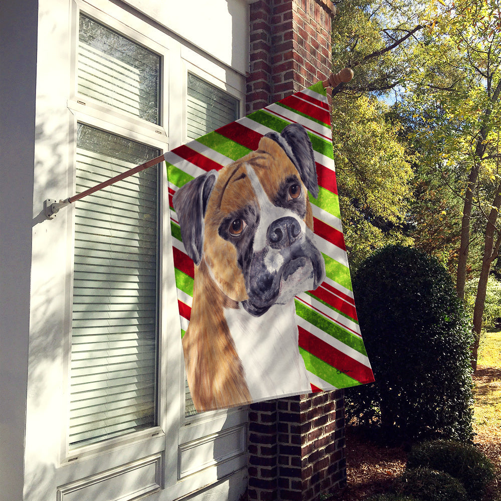 Boxer Candy Cane Holiday Christmas House Flag 28x40 Porch Sleeve Pole Decorative Outside Yard Banner Artwork Wall Hanging, Polyester