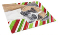 Boxer Candy Cane Holiday Christmas Cutting Board Tempered Glass Kitchen Cutting Surface, Heat Resistant Chopping, Non-Slip Feet, Food Prep & Serving