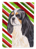 Cavalier Spaniel Candy Cane Holiday Christmas House Flag 28x40 Porch Sleeve Pole Decorative Outside Yard Banner Artwork Wall Hanging, Polyester