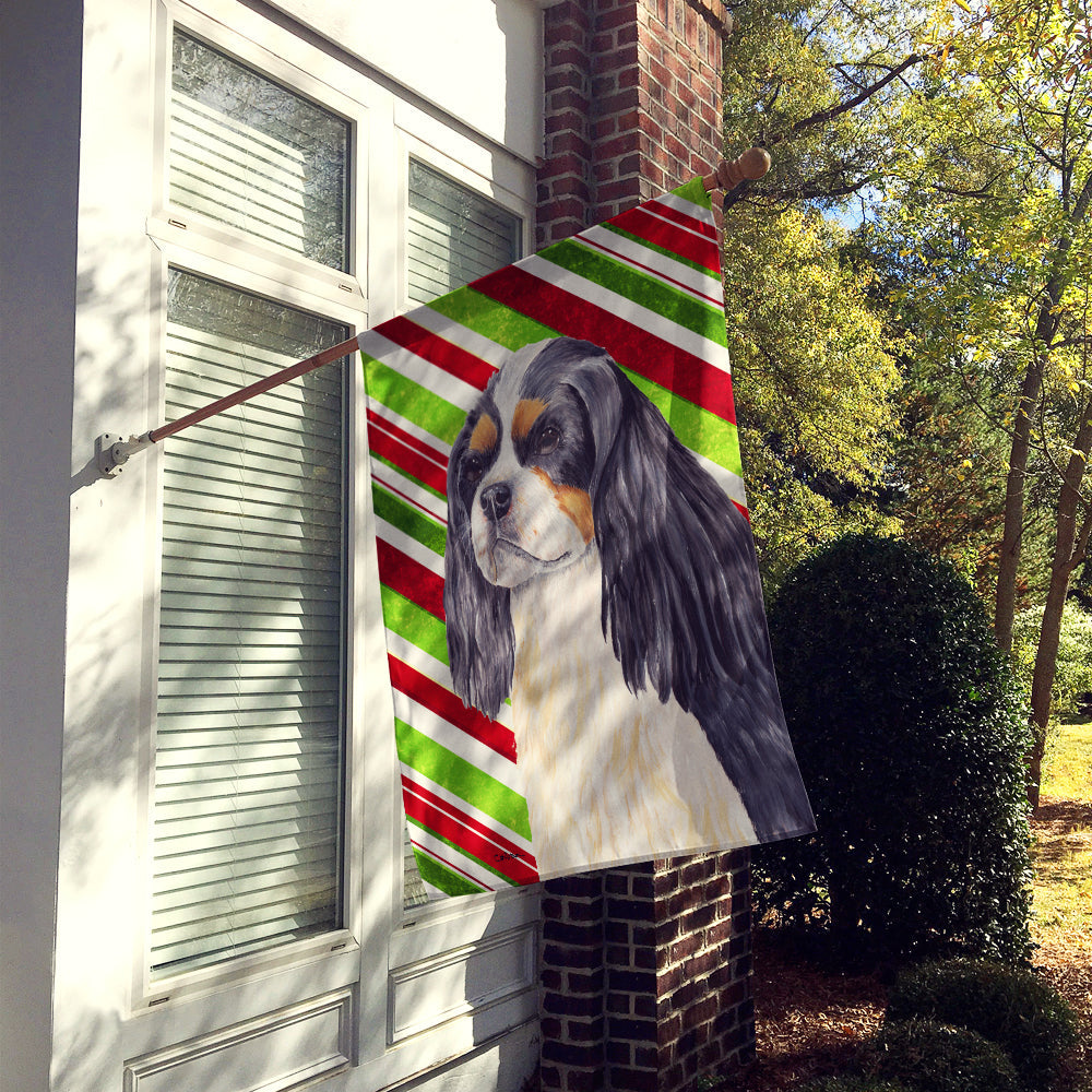 Cavalier Spaniel Candy Cane Holiday Christmas House Flag 28x40 Porch Sleeve Pole Decorative Outside Yard Banner Artwork Wall Hanging, Polyester