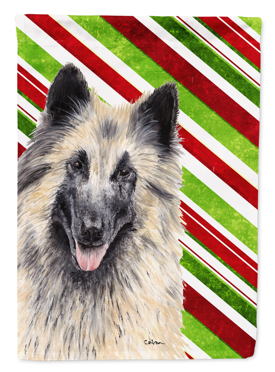 Belgian Tervuren Candy Cane Holiday Christmas House Flag 28x40 Porch Sleeve Pole Decorative Outside Yard Banner Artwork Wall Hanging, Polyester