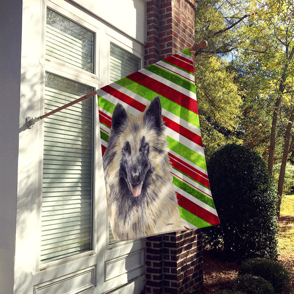 Belgian Tervuren Candy Cane Holiday Christmas House Flag 28x40 Porch Sleeve Pole Decorative Outside Yard Banner Artwork Wall Hanging, Polyester