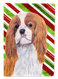 Cavalier Spaniel Candy Cane Holiday Christmas House Flag 28x40 Porch Sleeve Pole Decorative Outside Yard Banner Artwork Wall Hanging, Polyester