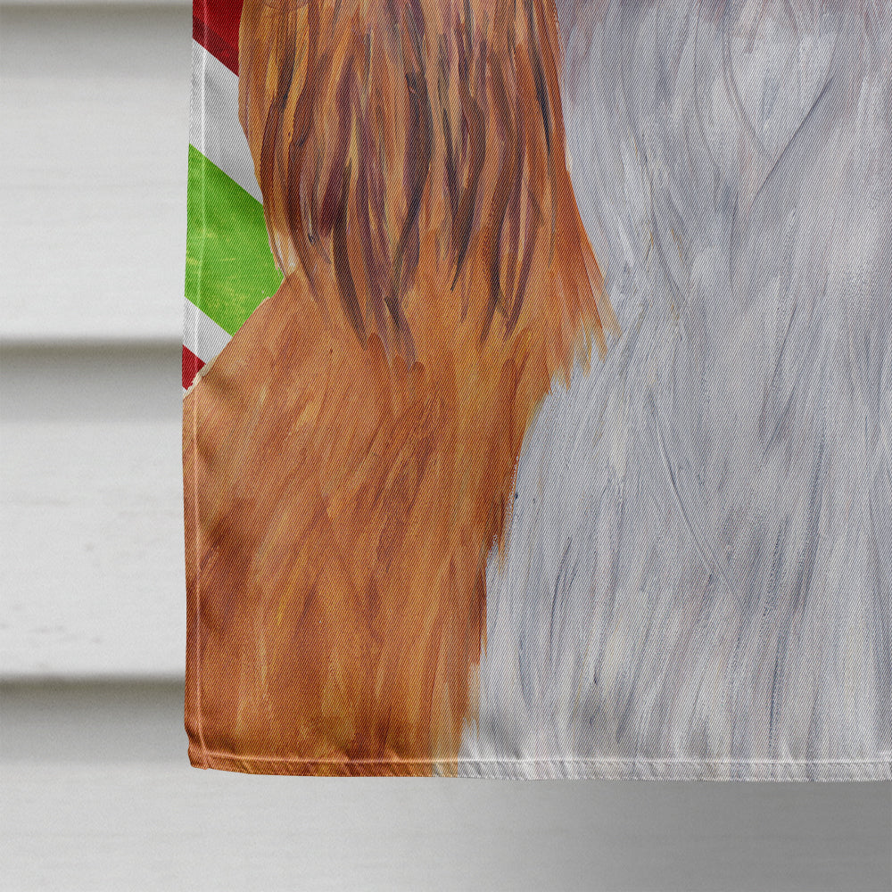 Cavalier Spaniel Candy Cane Holiday Christmas House Flag 28x40 Porch Sleeve Pole Decorative Outside Yard Banner Artwork Wall Hanging, Polyester