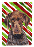 German Shorthaired Pointer Candy Cane Holiday Christmas House Flag 28x40 Porch Sleeve Pole Decorative Outside Yard Banner Artwork Wall Hanging, Polyester