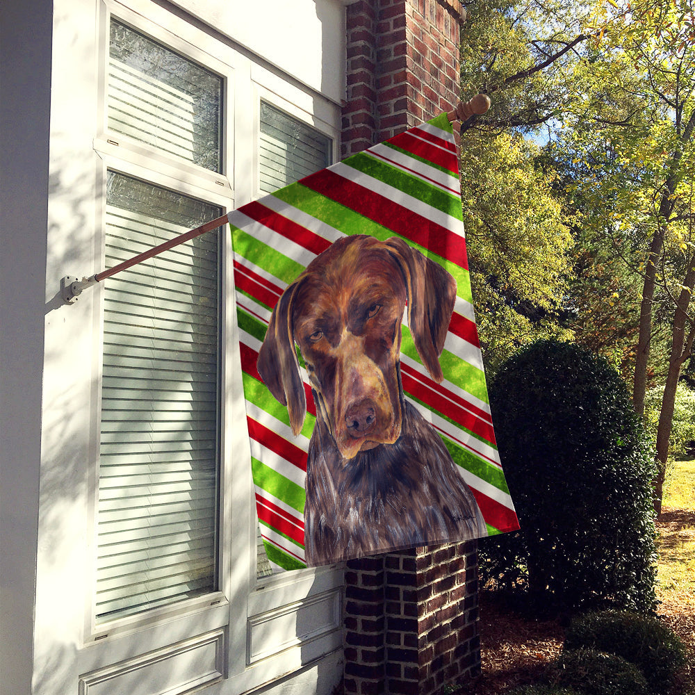 German Shorthaired Pointer Candy Cane Holiday Christmas House Flag 28x40 Porch Sleeve Pole Decorative Outside Yard Banner Artwork Wall Hanging, Polyester