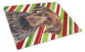 German Shorthaired Pointer Candy Cane Holiday Christmas Cutting Board Tempered Glass Kitchen Cutting Surface, Heat Resistant Chopping, Non-Slip Feet, Food Prep & Serving