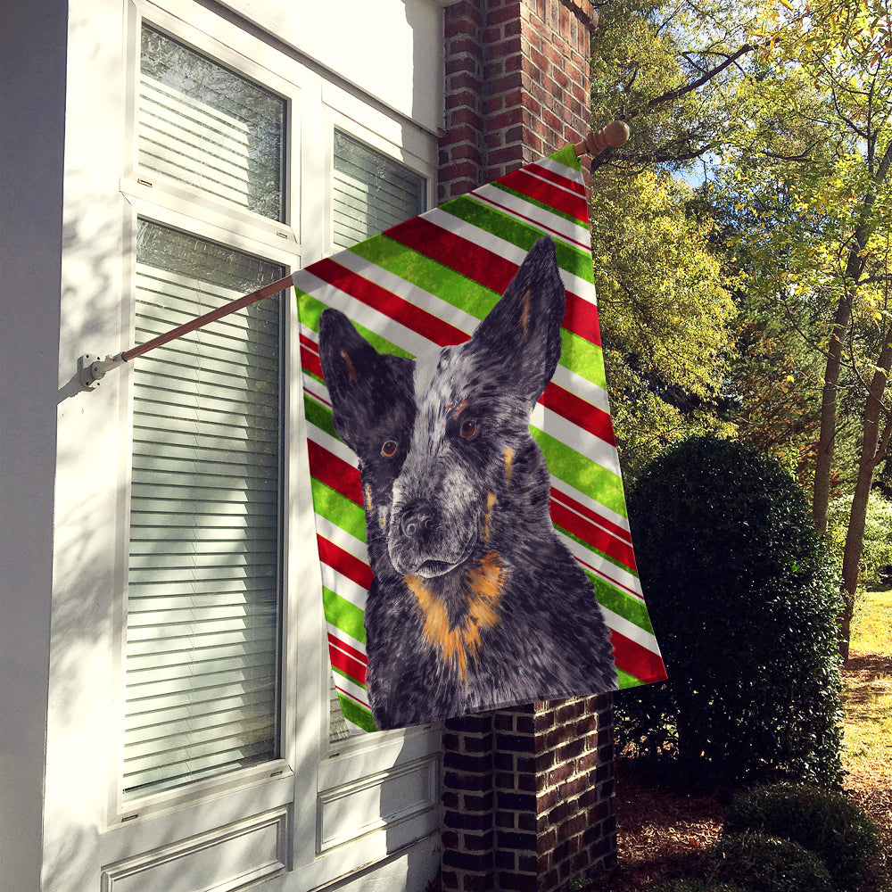 Australian Cattle Dog Candy Cane Holiday Christmas House Flag 28x40 Porch Sleeve Pole Decorative Outside Yard Banner Artwork Wall Hanging, Polyester