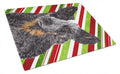 Australian Cattle Dog Candy Cane Holiday Christmas Cutting Board Tempered Glass Kitchen Cutting Surface, Heat Resistant Chopping, Non-Slip Feet, Food Prep & Serving