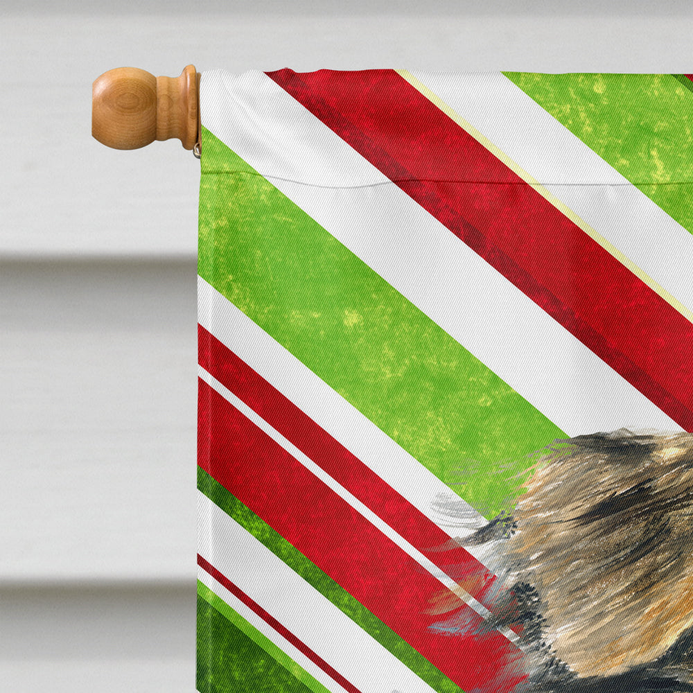 Australian Shepherd Candy Cane Holiday Christmas House Flag 28x40 Porch Sleeve Pole Decorative Outside Yard Banner Artwork Wall Hanging, Polyester