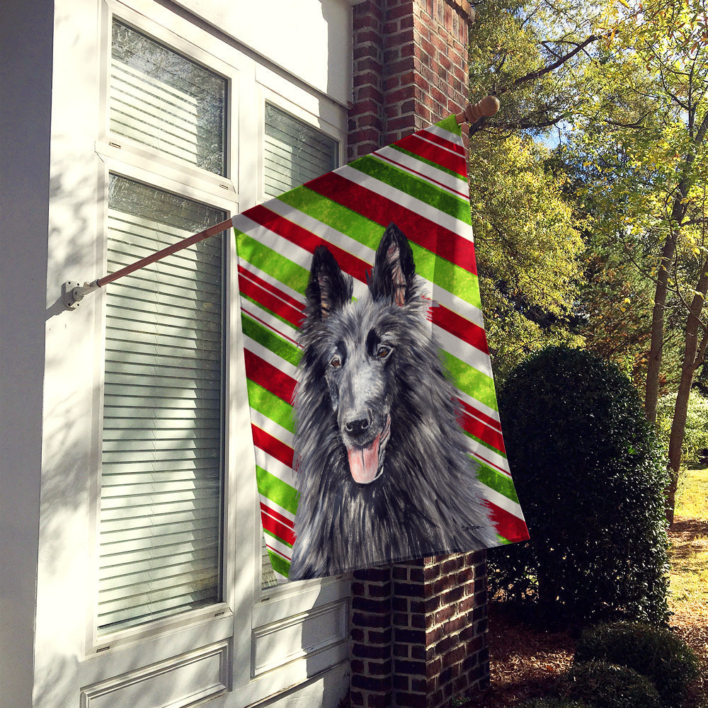 Belgian Sheepdog Candy Cane Holiday Christmas House Flag 28x40 Porch Sleeve Pole Decorative Outside Yard Banner Artwork Wall Hanging, Polyester