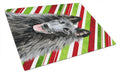 Belgian Sheepdog Candy Cane Holiday Christmas Cutting Board Tempered Glass Kitchen Cutting Surface, Heat Resistant Chopping, Non-Slip Feet, Food Prep & Serving
