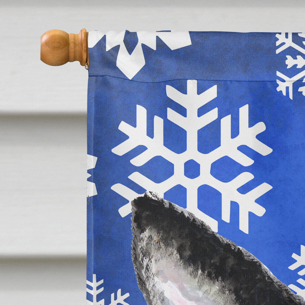 Boston Terrier Winter Snowflakes Holiday House Flag 28x40 Porch Sleeve Pole Decorative Outside Yard Banner Artwork Wall Hanging, Polyester