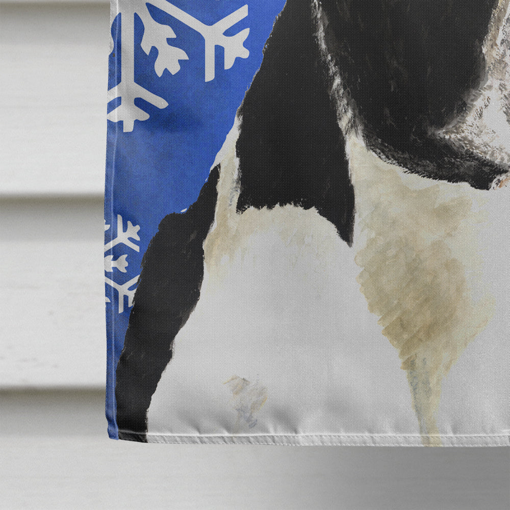Boston Terrier Winter Snowflakes Holiday House Flag 28x40 Porch Sleeve Pole Decorative Outside Yard Banner Artwork Wall Hanging, Polyester
