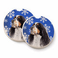 Springer Spaniel Winter Snowflakes Holiday Set of 2 Cup Holder Car Coasters Absorbent Round Sandstone Coasters Gifts for Men or Women, 2.5, Multicolor