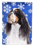 Springer Spaniel Winter Snowflakes Holiday House Flag 28x40 Porch Sleeve Pole Decorative Outside Yard Banner Artwork Wall Hanging, Polyester