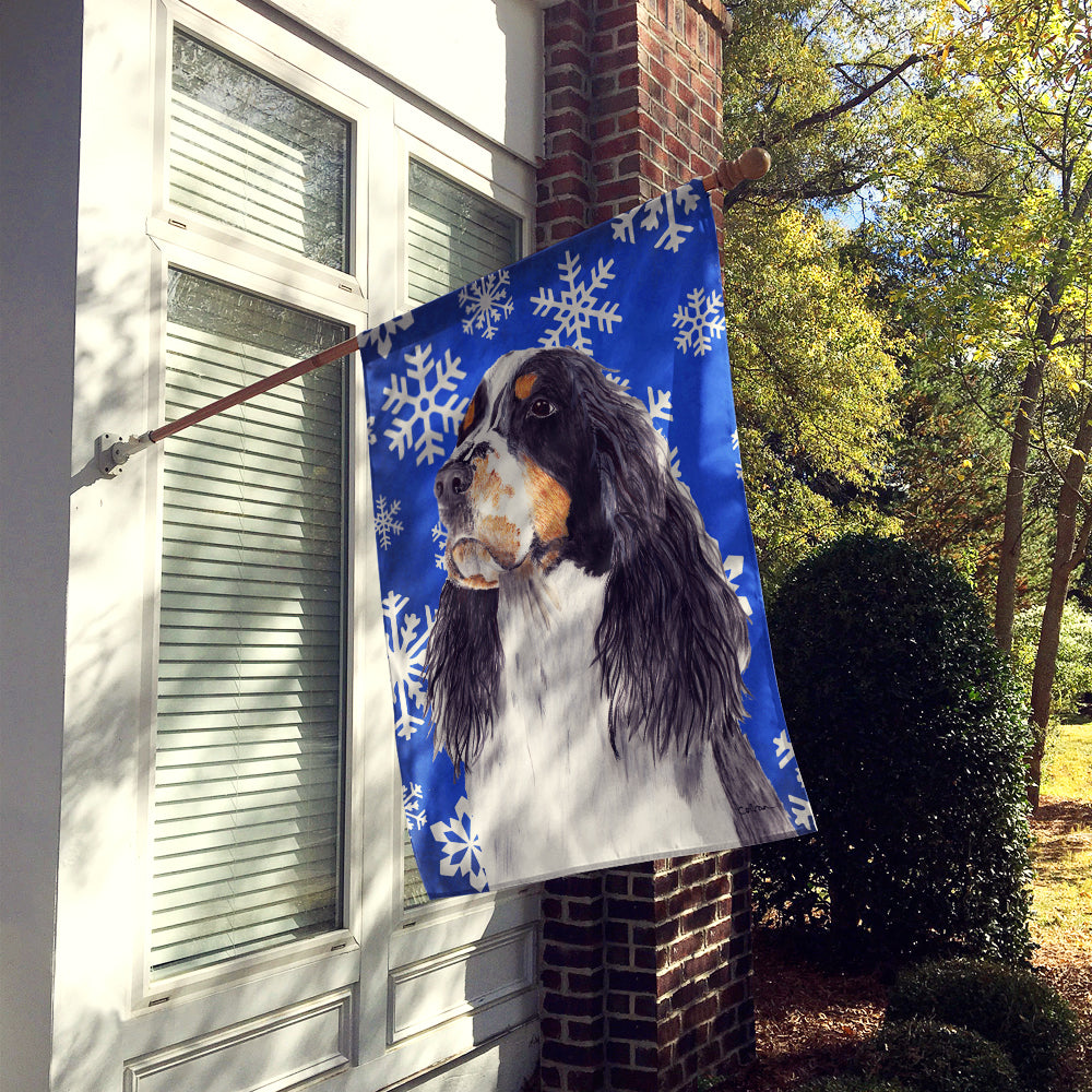 Springer Spaniel Winter Snowflakes Holiday House Flag 28x40 Porch Sleeve Pole Decorative Outside Yard Banner Artwork Wall Hanging, Polyester