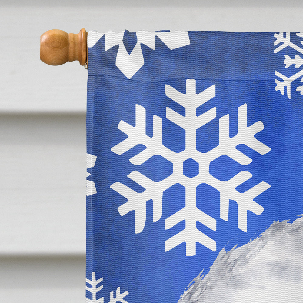 Bichon Frise Winter Snowflakes Holiday House Flag 28x40 Porch Sleeve Pole Decorative Outside Yard Banner Artwork Wall Hanging, Polyester