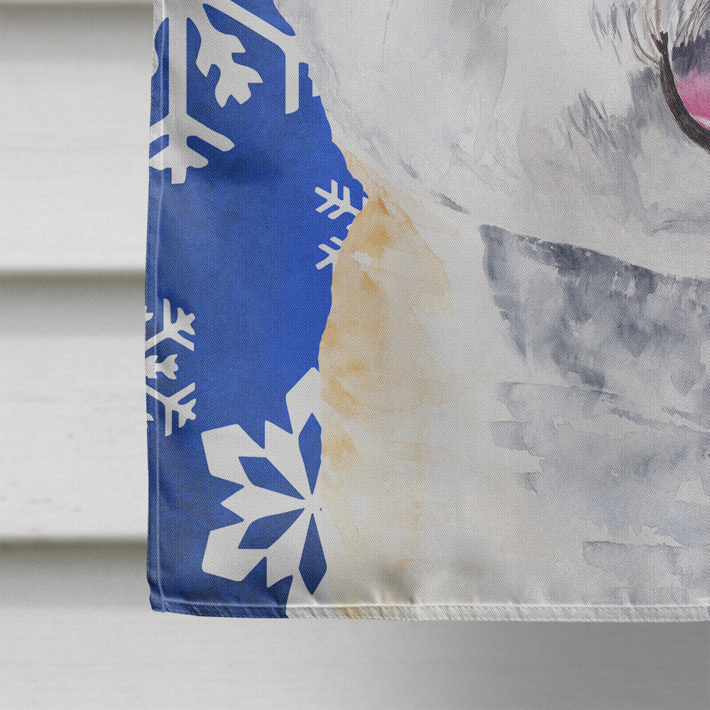 Bichon Frise Winter Snowflakes Holiday House Flag 28x40 Porch Sleeve Pole Decorative Outside Yard Banner Artwork Wall Hanging, Polyester
