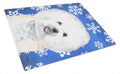 Bichon Frise Winter Snowflakes Holiday Cutting Board Tempered Glass Kitchen Cutting Surface, Heat Resistant Chopping, Non-Slip Feet, Food Prep & Serving