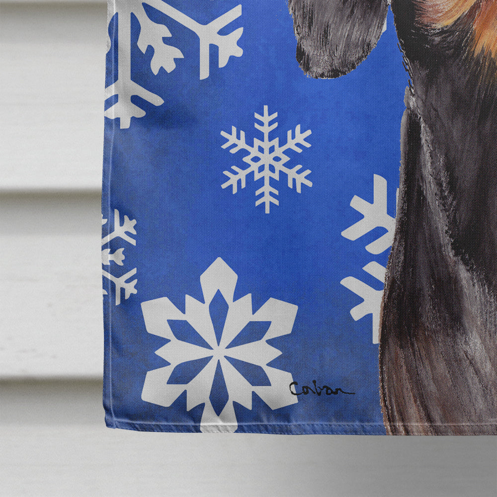 Dachshund Winter Snowflakes Holiday House Flag 28x40 Porch Sleeve Pole Decorative Outside Yard Banner Artwork Wall Hanging, Polyester