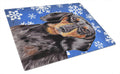 Dachshund Winter Snowflakes Holiday Cutting Board Tempered Glass Kitchen Cutting Surface, Heat Resistant Chopping, Non-Slip Feet, Food Prep & Serving