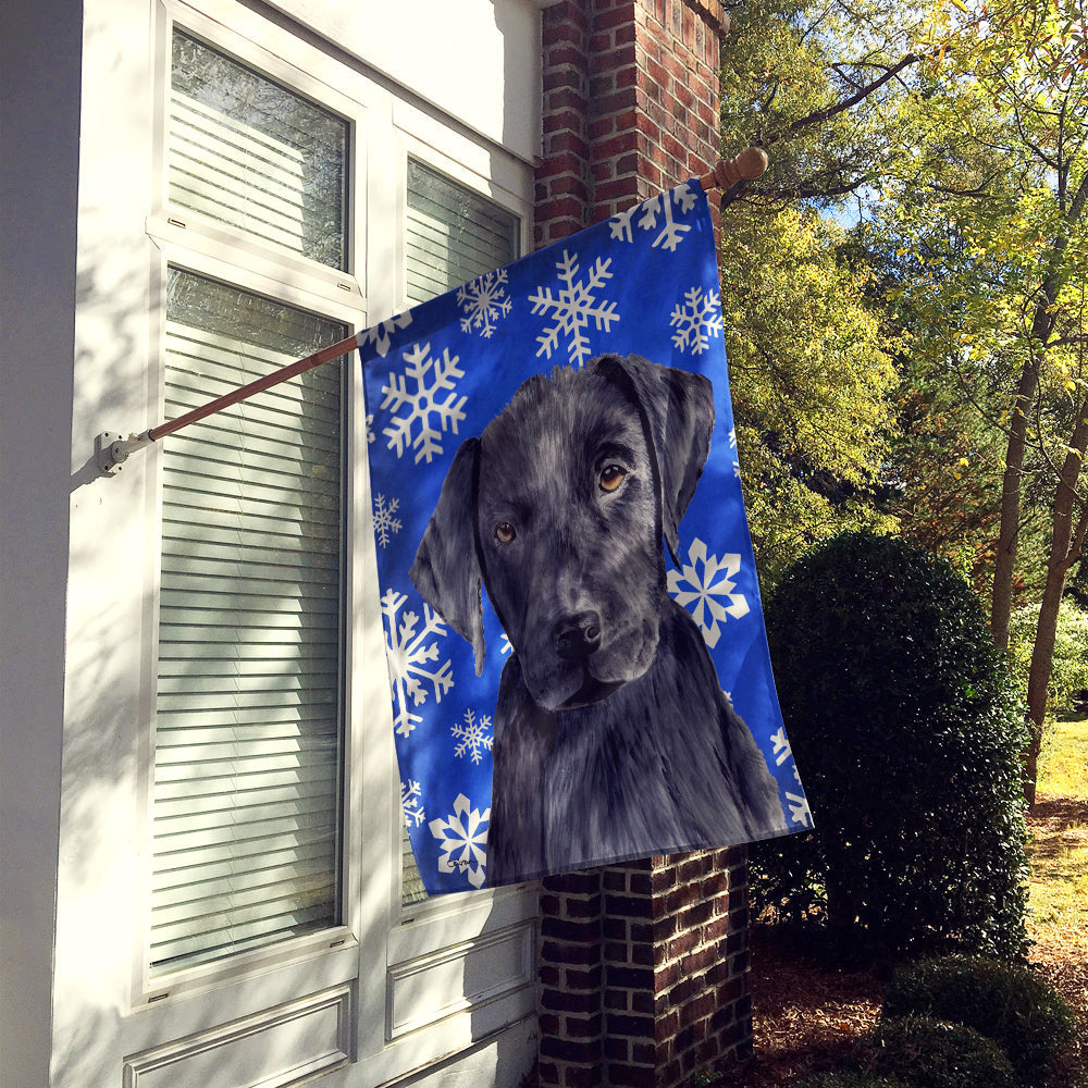 Labrador Winter Snowflakes Holiday House Flag 28x40 Porch Sleeve Pole Decorative Outside Yard Banner Artwork Wall Hanging, Polyester