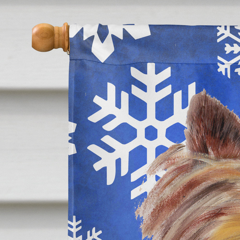 Yorkie Winter Snowflakes Holiday House Flag 28x40 Porch Sleeve Pole Decorative Outside Yard Banner Artwork Wall Hanging, Polyester
