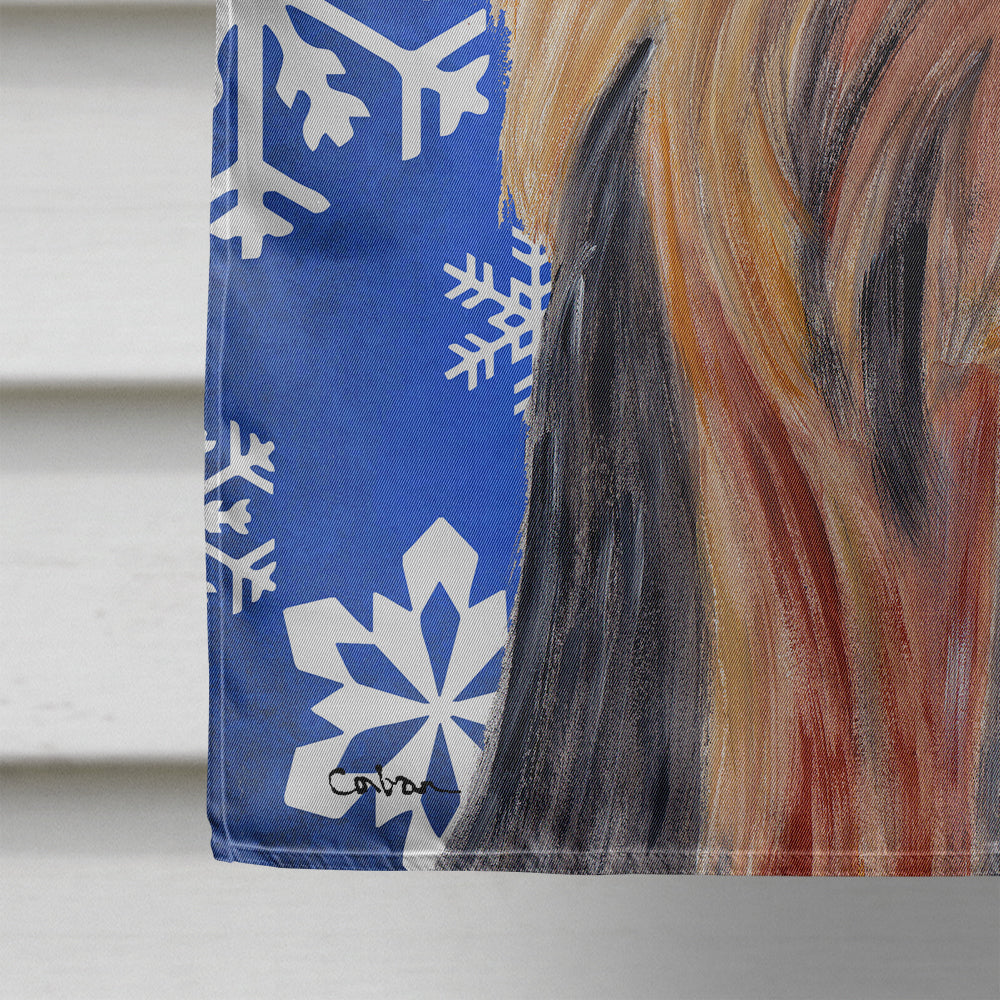 Yorkie Winter Snowflakes Holiday House Flag 28x40 Porch Sleeve Pole Decorative Outside Yard Banner Artwork Wall Hanging, Polyester