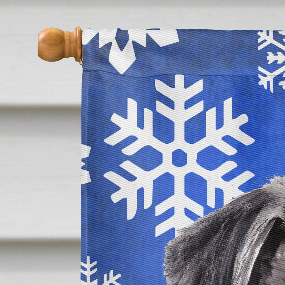 Pug Winter Snowflakes Holiday House Flag 28x40 Porch Sleeve Pole Decorative Outside Yard Banner Artwork Wall Hanging, Polyester