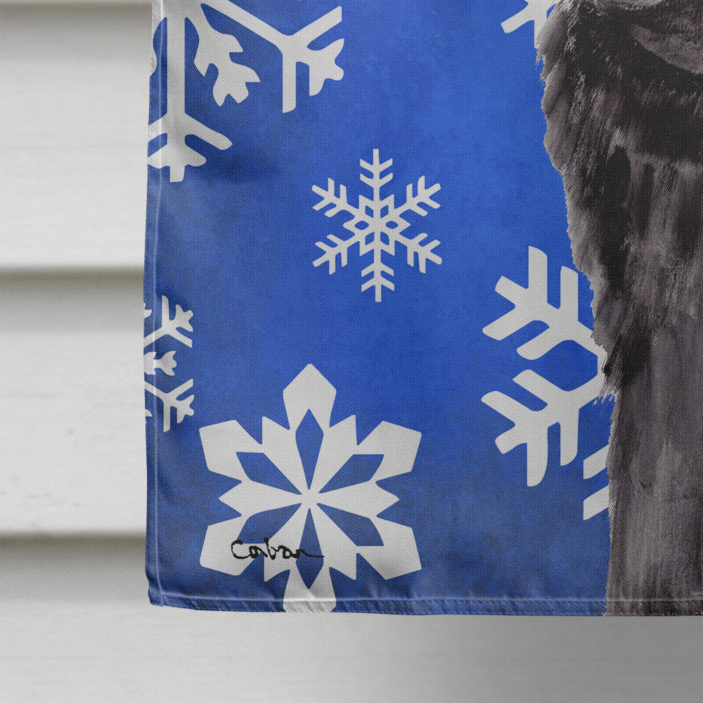 Pug Winter Snowflakes Holiday House Flag 28x40 Porch Sleeve Pole Decorative Outside Yard Banner Artwork Wall Hanging, Polyester