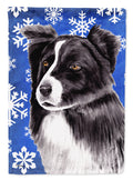 Border Collie Winter Snowflakes Holiday House Flag 28x40 Porch Sleeve Pole Decorative Outside Yard Banner Artwork Wall Hanging, Polyester