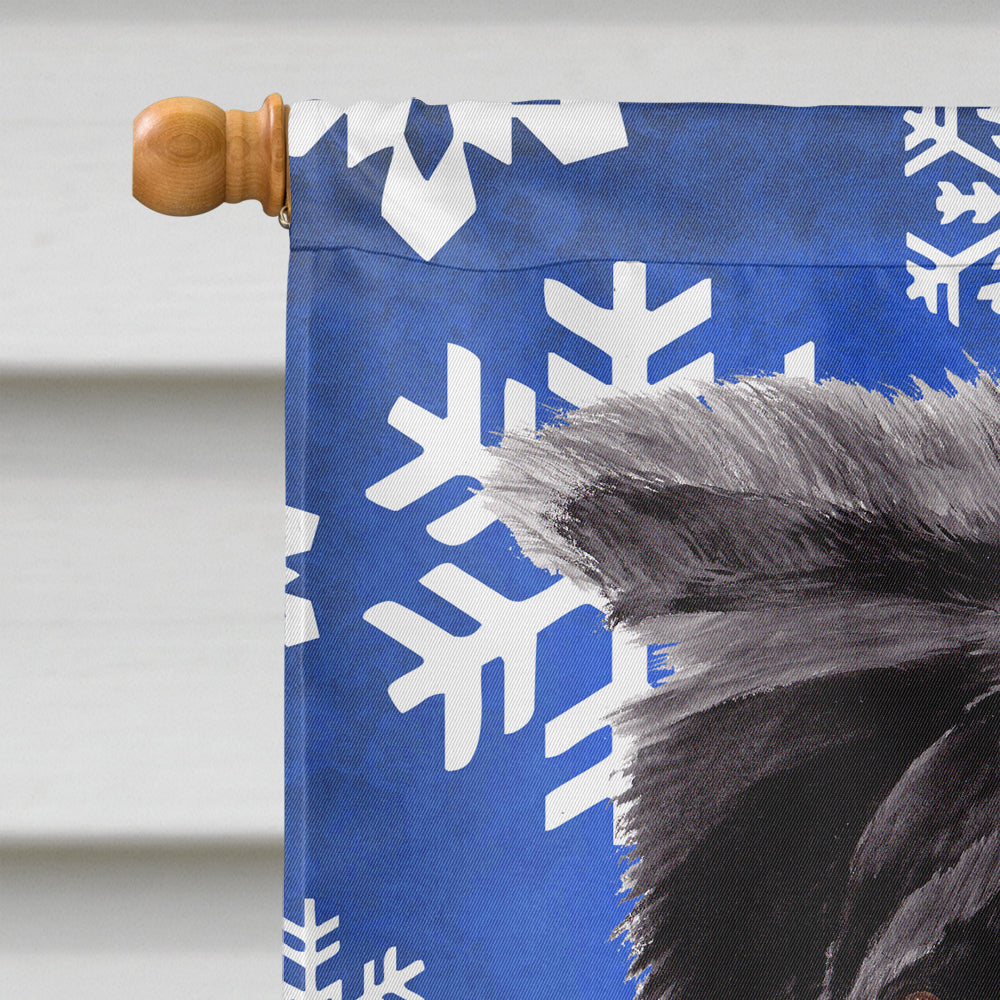 Border Collie Winter Snowflakes Holiday House Flag 28x40 Porch Sleeve Pole Decorative Outside Yard Banner Artwork Wall Hanging, Polyester