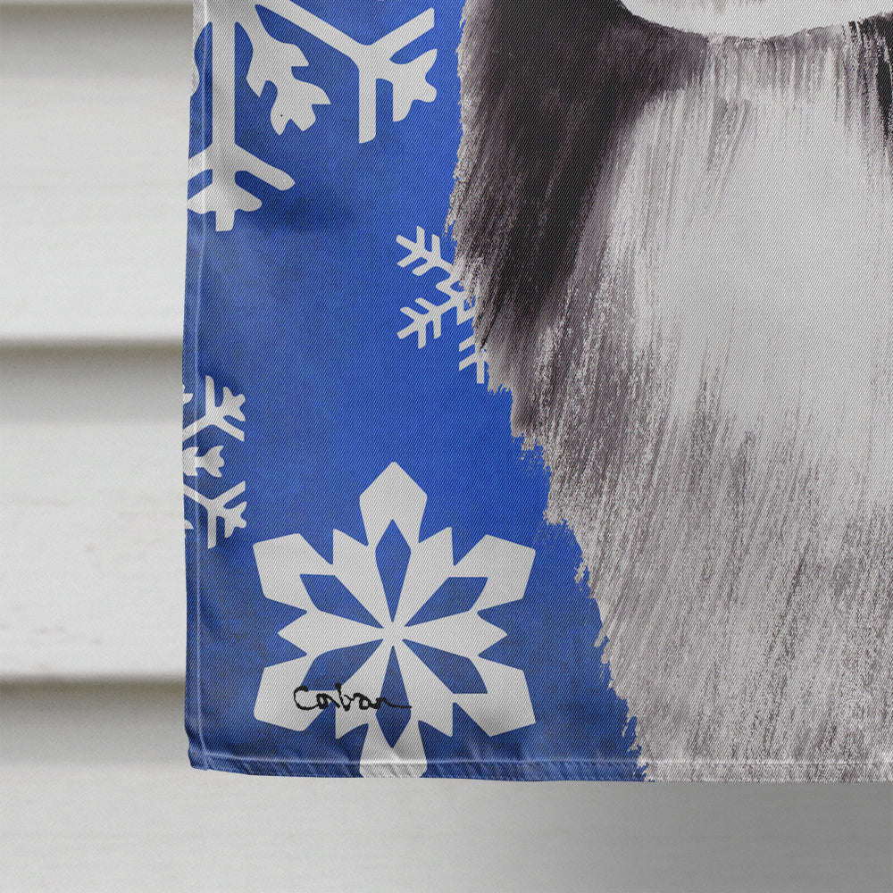 Border Collie Winter Snowflakes Holiday House Flag 28x40 Porch Sleeve Pole Decorative Outside Yard Banner Artwork Wall Hanging, Polyester
