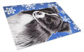 Border Collie Winter Snowflakes Holiday Cutting Board Tempered Glass Kitchen Cutting Surface, Heat Resistant Chopping, Non-Slip Feet, Food Prep & Serving