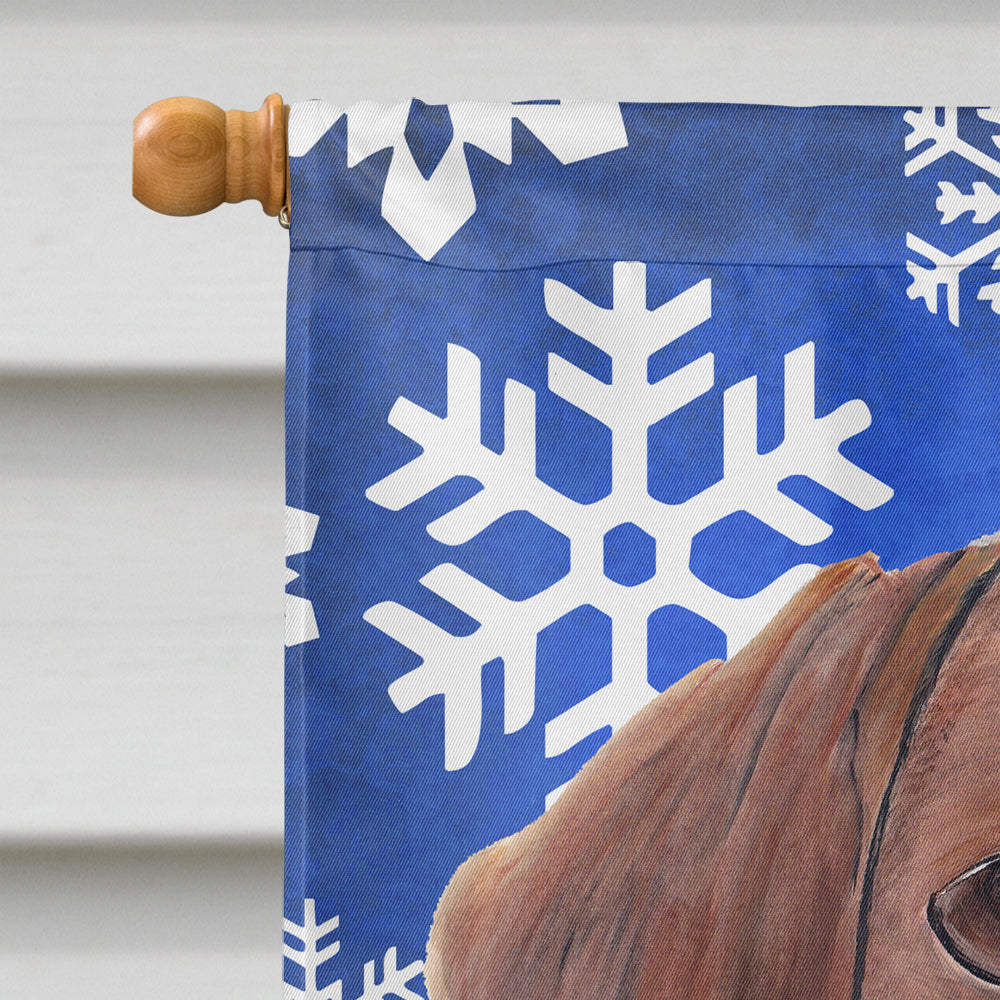 Dachshund Winter Snowflakes Holiday House Flag 28x40 Porch Sleeve Pole Decorative Outside Yard Banner Artwork Wall Hanging, Polyester