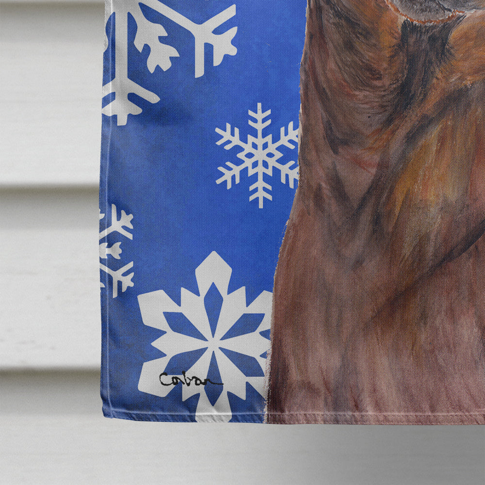 Dachshund Winter Snowflakes Holiday House Flag 28x40 Porch Sleeve Pole Decorative Outside Yard Banner Artwork Wall Hanging, Polyester
