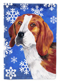 Beagle Winter Snowflakes Holiday House Flag 28x40 Porch Sleeve Pole Decorative Outside Yard Banner Artwork Wall Hanging, Polyester