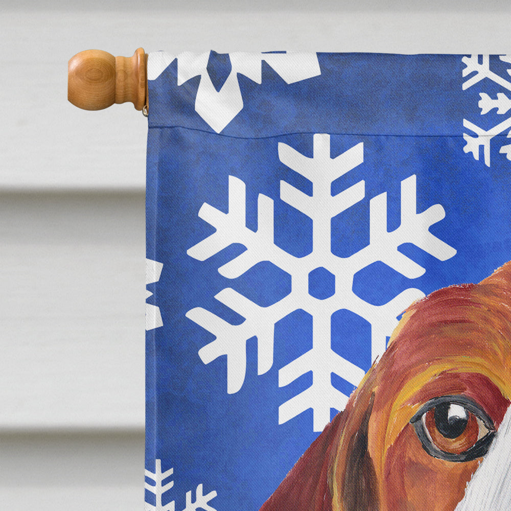 Beagle Winter Snowflakes Holiday House Flag 28x40 Porch Sleeve Pole Decorative Outside Yard Banner Artwork Wall Hanging, Polyester