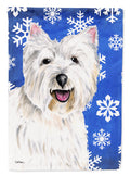 Westie Winter Snowflakes Holiday House Flag 28x40 Porch Sleeve Pole Decorative Outside Yard Banner Artwork Wall Hanging, Polyester
