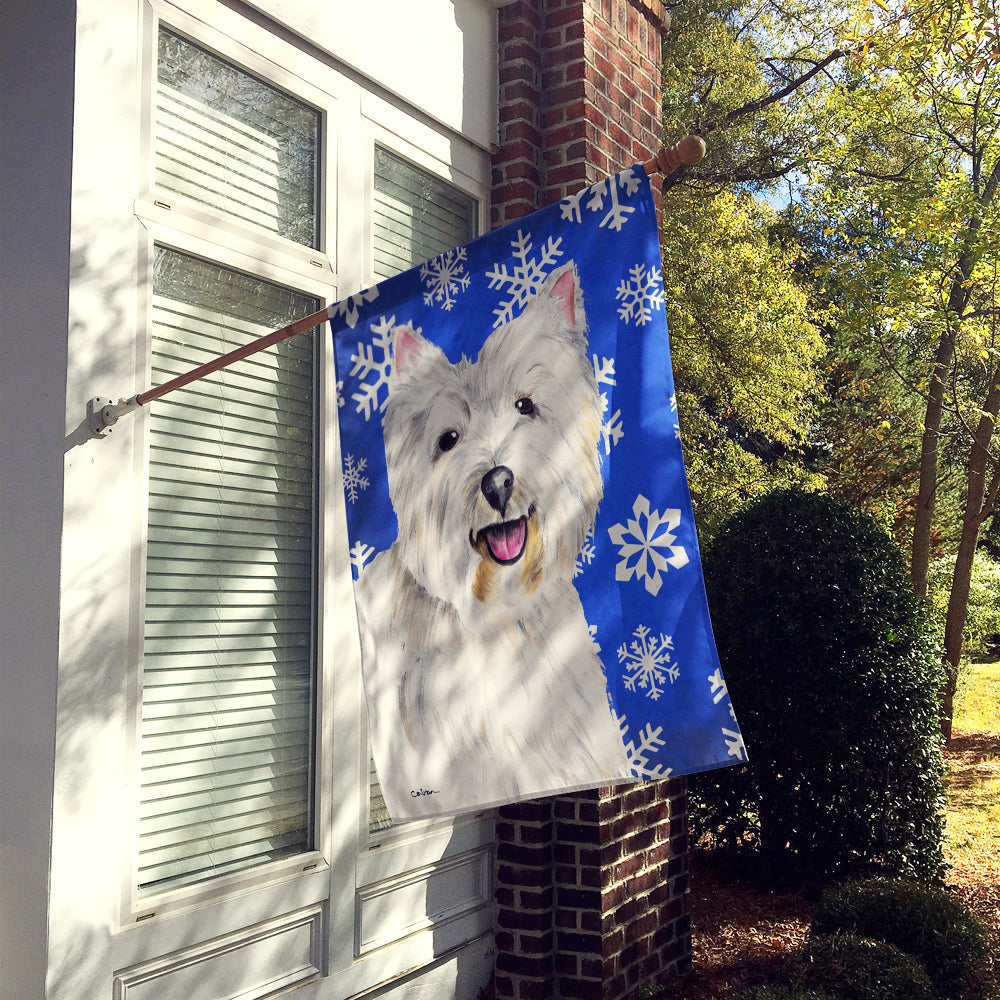 Westie Winter Snowflakes Holiday House Flag 28x40 Porch Sleeve Pole Decorative Outside Yard Banner Artwork Wall Hanging, Polyester