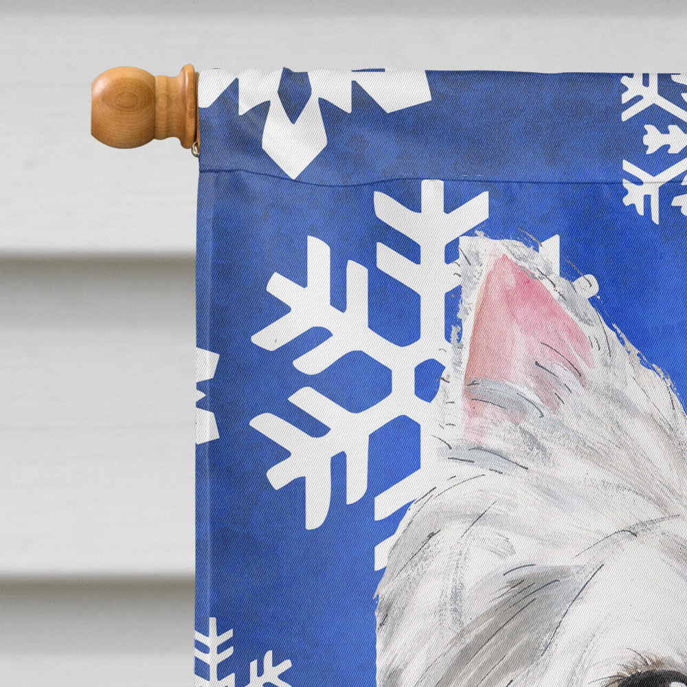 Westie Winter Snowflakes Holiday House Flag 28x40 Porch Sleeve Pole Decorative Outside Yard Banner Artwork Wall Hanging, Polyester