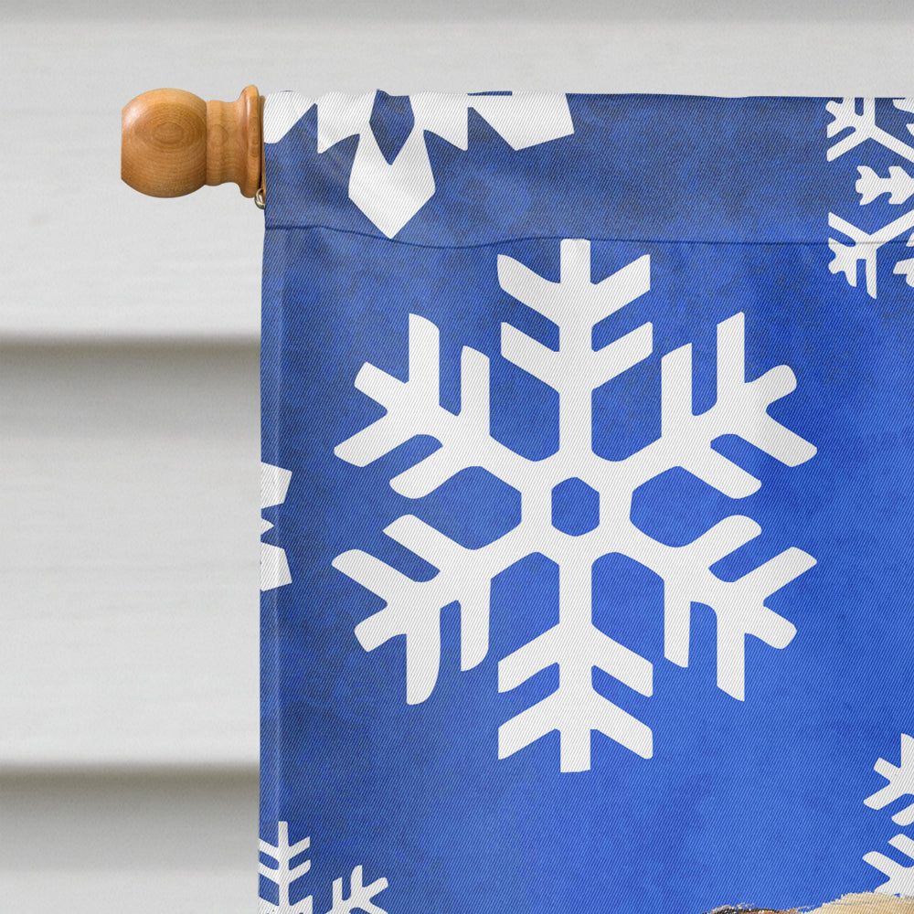 Pug Winter Snowflakes Holiday House Flag 28x40 Porch Sleeve Pole Decorative Outside Yard Banner Artwork Wall Hanging, Polyester
