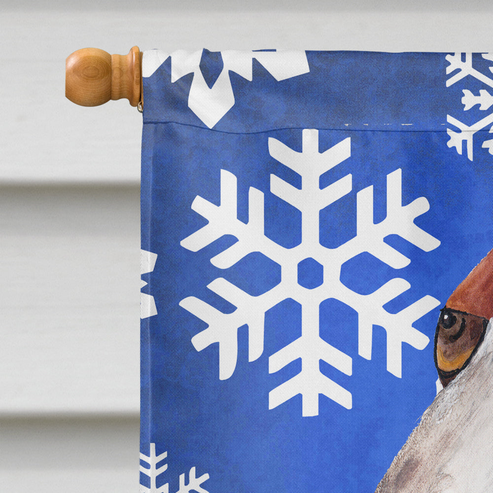 Basset Hound Winter Snowflakes Holiday House Flag 28x40 Porch Sleeve Pole Decorative Outside Yard Banner Artwork Wall Hanging, Polyester