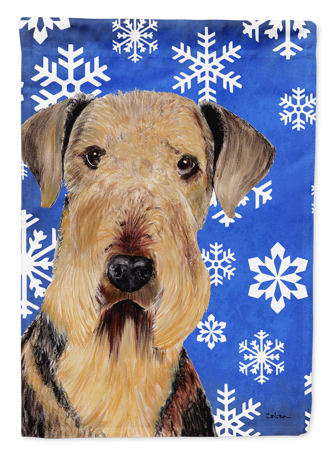Airedale Winter Snowflakes Holiday Garden Flag Mailbox Decorative Yard Banner Outside Patio Artwork for Flower Beds, Garden Size, Multicolor