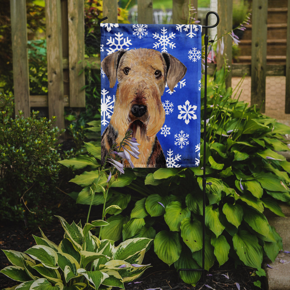 Airedale Winter Snowflakes Holiday Garden Flag Mailbox Decorative Yard Banner Outside Patio Artwork for Flower Beds, Garden Size, Multicolor