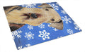Airedale Winter Snowflakes Holiday Cutting Board Tempered Glass Kitchen Cutting Surface, Heat Resistant Chopping, Non-Slip Feet, Food Prep & Serving