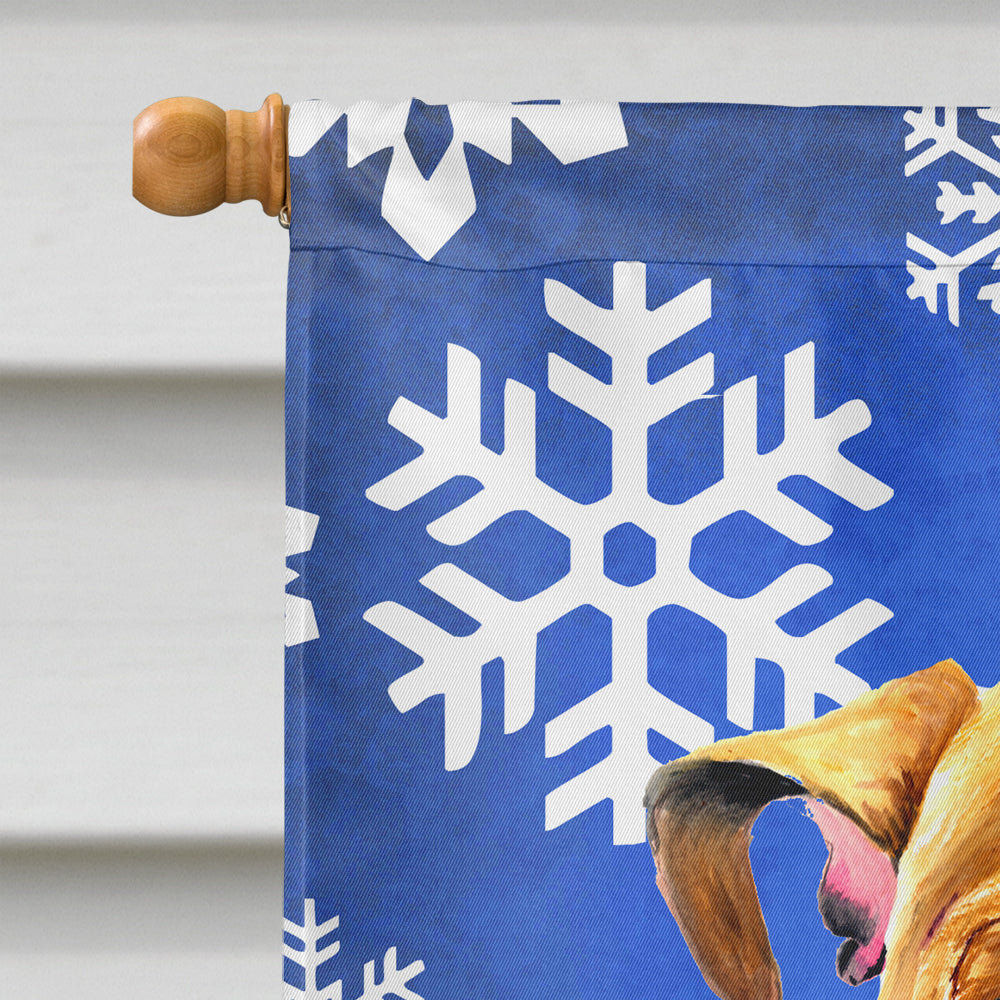 Bulldog English Winter Snowflakes Holiday House Flag 28x40 Porch Sleeve Pole Decorative Outside Yard Banner Artwork Wall Hanging, Polyester