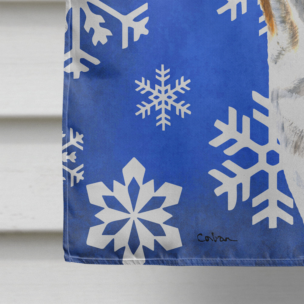 Bulldog English Winter Snowflakes Holiday House Flag 28x40 Porch Sleeve Pole Decorative Outside Yard Banner Artwork Wall Hanging, Polyester