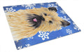 Cairn Terrier Winter Snowflakes Holiday Cutting Board Tempered Glass Kitchen Cutting Surface, Heat Resistant Chopping, Non-Slip Feet, Food Prep & Serving